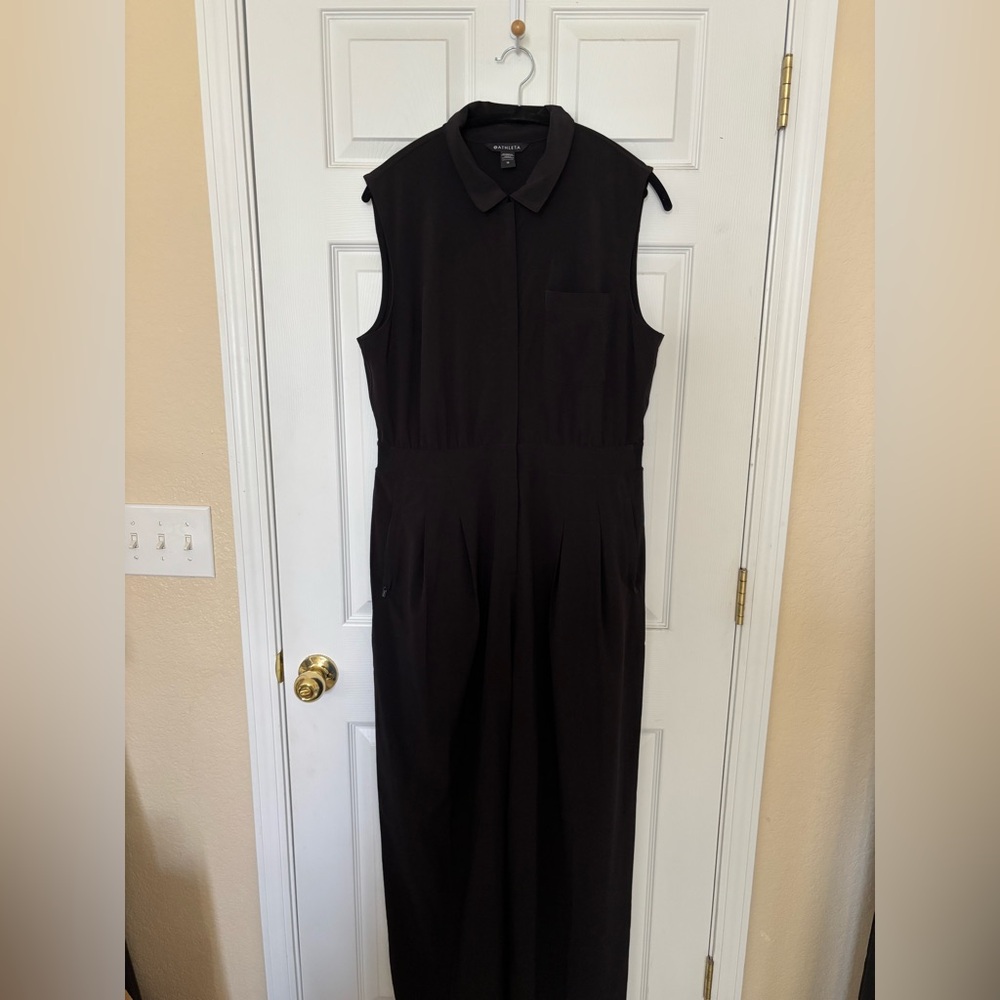 ATHLETA Black Sleeveless Zip Up Wide-Leg Jumpsuit, Size 14 - Picture 7 of 9
